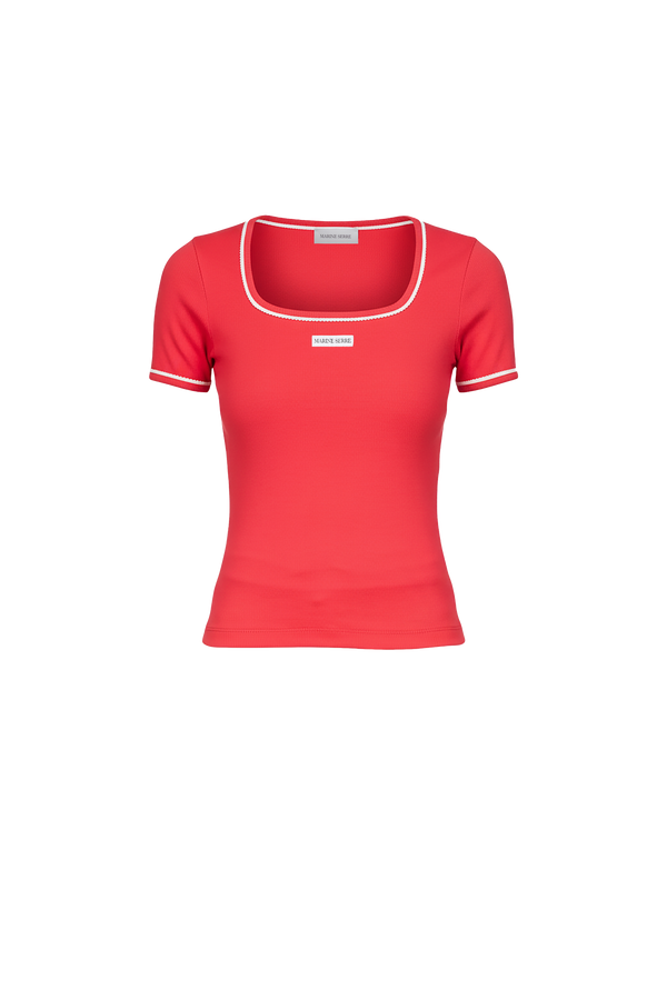 LIGHT RIBBED JERSEY SQUARENECK T-SHIRT ORGANIC COTTON