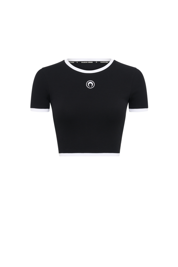 Moon Logo Ribbed Jersey Cropped Top