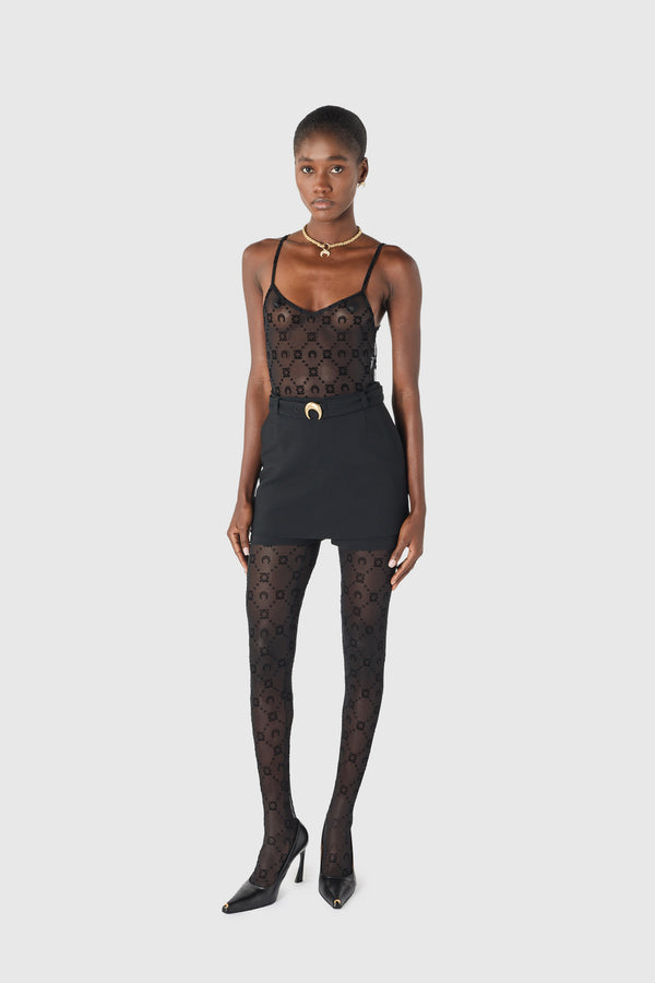 Tailored moon belted mini skort