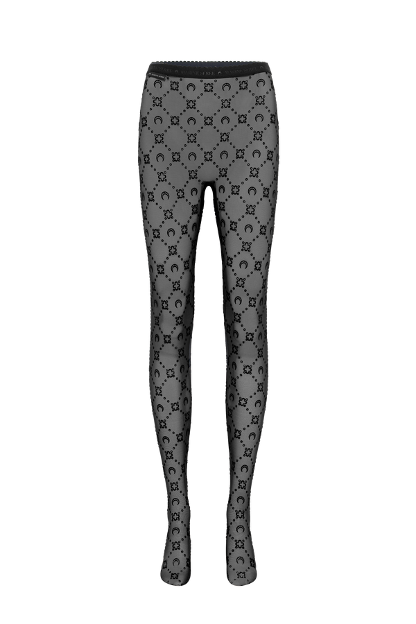 Moonogram Mesh Flock Tights