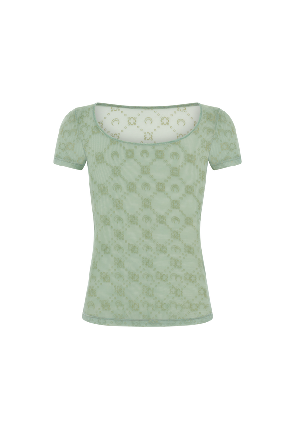Recycled Mesh Flock Open Neck Top