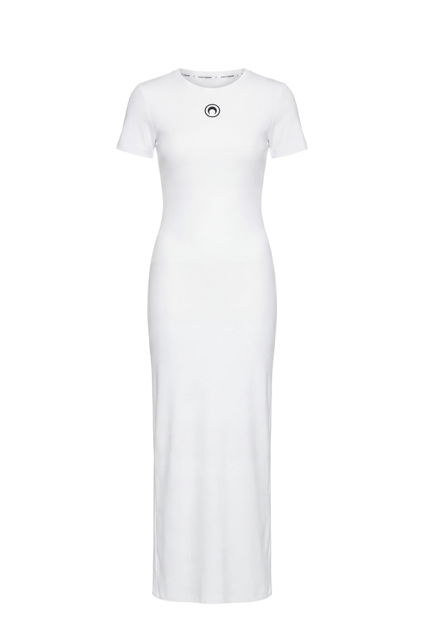 MOON LOGO RIBBED JERSEY SS LONG DRESS