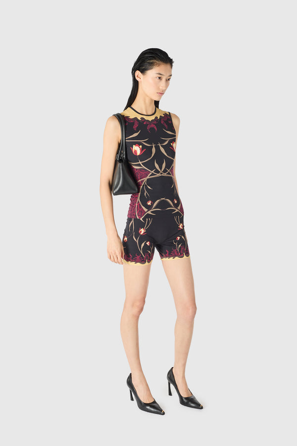 Flowers printed jersey mini shorts