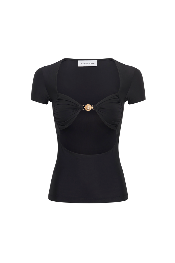Draped Jersey Open Chest Top