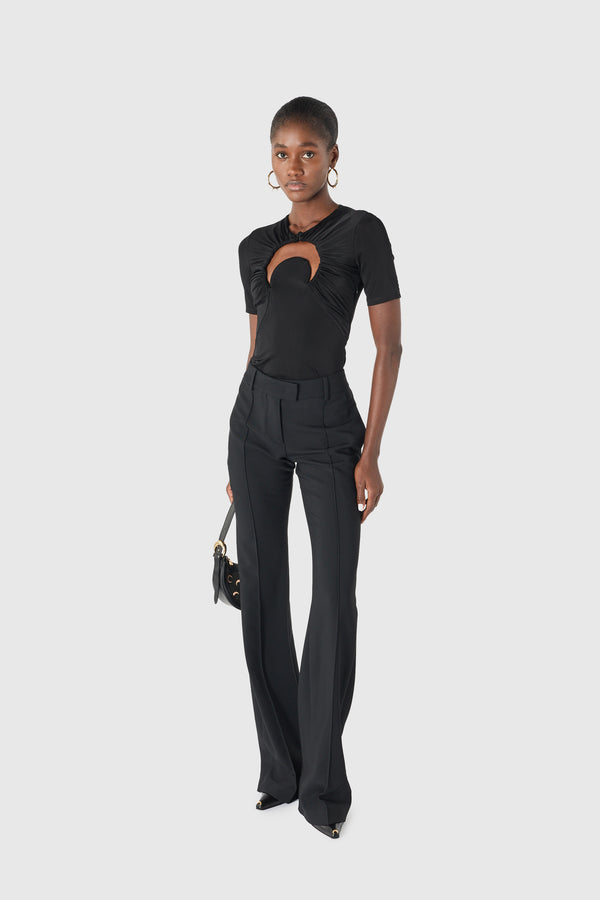 Moon gathered jersey short sleeves top