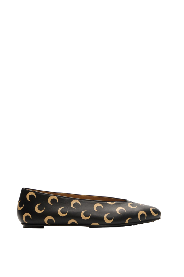 MOON PRINTED CANVAS BALLERINA FLATS