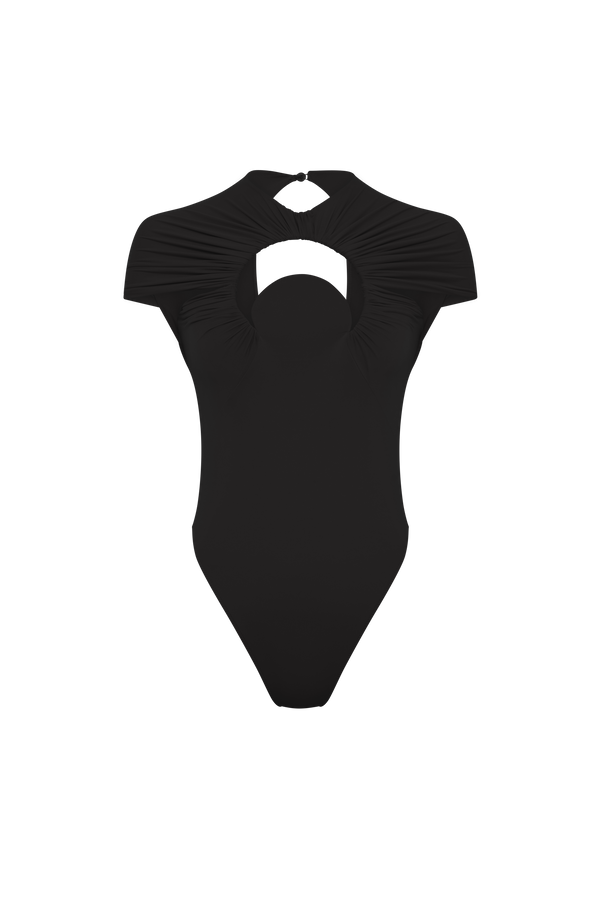 Moon gathered one piece swimwear